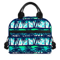 Blue Hibiscus Palm Tree Pattern Print Insulated Lunch Bag