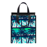 Blue Hibiscus Palm Tree Pattern Print Insulated Lunch Tote
