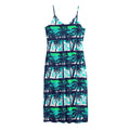 Blue Hibiscus Palm Tree Pattern Print Jersey Midi Cami Dress