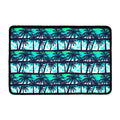 Blue Hibiscus Palm Tree Pattern Print Kitchen Mat
