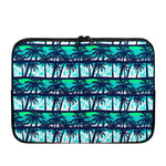 Blue Hibiscus Palm Tree Pattern Print Laptop Sleeve
