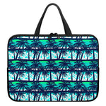 Blue Hibiscus Palm Tree Pattern Print Laptop Sleeve With Handle