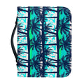 Blue Hibiscus Palm Tree Pattern Print Leather Bible Cover