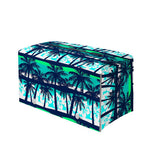 Blue Hibiscus Palm Tree Pattern Print Leather Tissue Box Cover