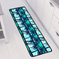 Blue Hibiscus Palm Tree Pattern Print Long Kitchen Mat
