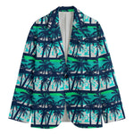 Blue Hibiscus Palm Tree Pattern Print Men's Blazer