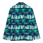 Blue Hibiscus Palm Tree Pattern Print Men's Blazer