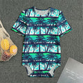 Blue Hibiscus Palm Tree Pattern Print Men's Bodysuit