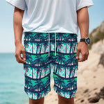 Blue Hibiscus Palm Tree Pattern Print Men's Cargo Shorts