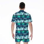 Blue Hibiscus Palm Tree Pattern Print Men's Rompers