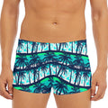 Blue Hibiscus Palm Tree Pattern Print Men's Short Boxer Briefs