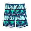 Blue Hibiscus Palm Tree Pattern Print Men's Athletic Shorts