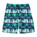 Blue Hibiscus Palm Tree Pattern Print Men's Swim Trunks