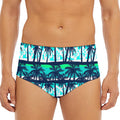 Blue Hibiscus Palm Tree Pattern Print Men's Triangle Swim Briefs