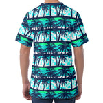 Blue Hibiscus Palm Tree Pattern Print Men's Velvet T-Shirt