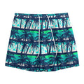 Blue Hibiscus Palm Tree Pattern Print Mesh Shorts