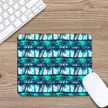 Blue Hibiscus Palm Tree Pattern Print Mouse Pad