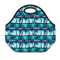 Blue Hibiscus Palm Tree Pattern Print Neoprene Lunch Bag