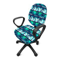 Blue Hibiscus Palm Tree Pattern Print Office Chair Cover