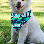 Blue Hibiscus Palm Tree Pattern Print Over The Collar Dog Bandana