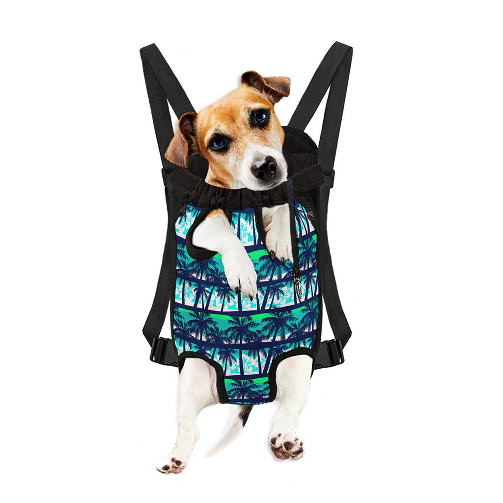 Blue Hibiscus Palm Tree Pattern Print Pet Carrier Backpack