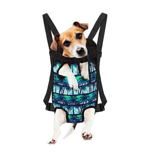 Blue Hibiscus Palm Tree Pattern Print Pet Carrier Backpack