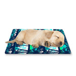 Blue Hibiscus Palm Tree Pattern Print Pet Cooling Mat Cover