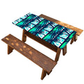 Blue Hibiscus Palm Tree Pattern Print Picnic Table Cover