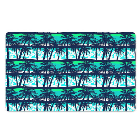 Blue Hibiscus Palm Tree Pattern Print Polyester Doormat