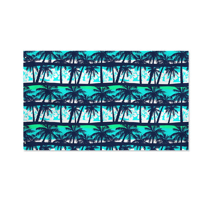 Blue Hibiscus Palm Tree Pattern Print Polyester Flag