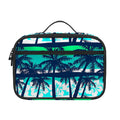 Blue Hibiscus Palm Tree Pattern Print Portable Lunch Bag