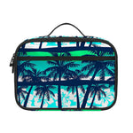 Blue Hibiscus Palm Tree Pattern Print Portable Lunch Bag