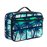 Blue Hibiscus Palm Tree Pattern Print Portable Lunch Bag