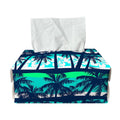 Blue Hibiscus Palm Tree Pattern Print Rectangle Tissue Box Cover