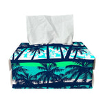 Blue Hibiscus Palm Tree Pattern Print Rectangle Tissue Box Cover