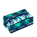 Blue Hibiscus Palm Tree Pattern Print Rectangle Tissue Box Cover