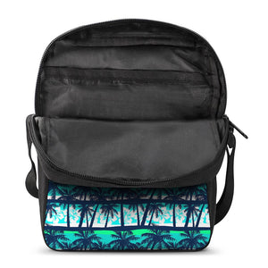 Blue Hibiscus Palm Tree Pattern Print Rectangular Crossbody Bag