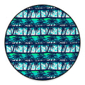 Blue Hibiscus Palm Tree Pattern Print Round Floor Mat