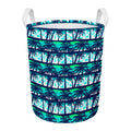 Blue Hibiscus Palm Tree Pattern Print Round Laundry Basket