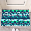 Blue Hibiscus Palm Tree Pattern Print Rubber Doormat