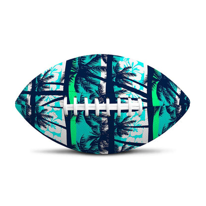 Blue Hibiscus Palm Tree Pattern Print Rugby Ball