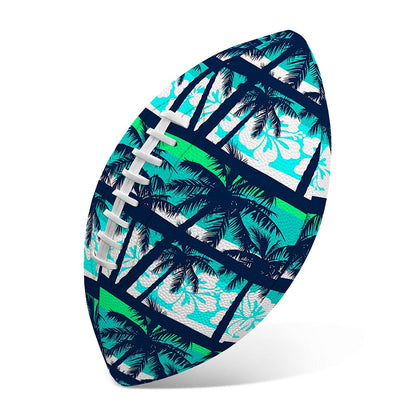 Blue Hibiscus Palm Tree Pattern Print Rugby Ball
