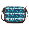 Blue Hibiscus Palm Tree Pattern Print Saddle Bag