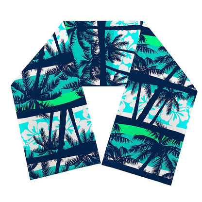 Blue Hibiscus Palm Tree Pattern Print Scarf