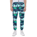 Blue Hibiscus Palm Tree Pattern Print Joggers