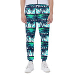 Blue Hibiscus Palm Tree Pattern Print Scuba Joggers