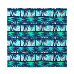 Blue Hibiscus Palm Tree Pattern Print Silk Bandana