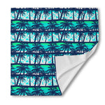 Blue Hibiscus Palm Tree Pattern Print Silk Bandana