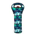Blue Hibiscus Palm Tree Pattern Print Single Neoprene Wine Tote