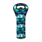 Blue Hibiscus Palm Tree Pattern Print Single Neoprene Wine Tote